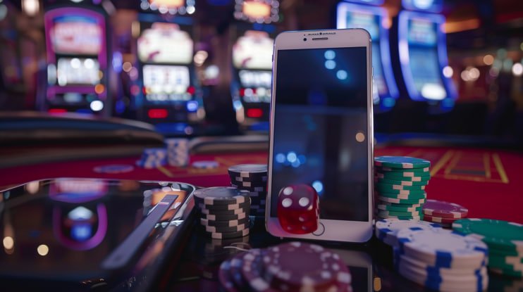 Ruang kasino penuh warna dengan slot online dan live dealer di sbo99